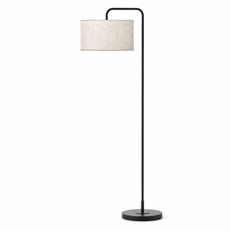 Lampe sur pied arquée 65,5 po avec 2 ampoules DEL Landrau incluses, Noir, No