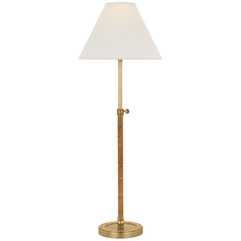 Basden Buffet Table Lamp, Antique-Burnished Brass/Natural Rattan