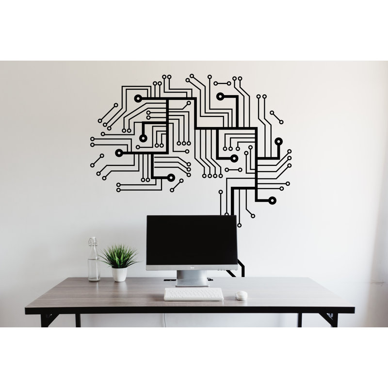 Autocollant de circuit imprimé, technologie vinyle, art mural, autocollant de circuit du cerveau, décor de bureau, autocollant mural entreprise, art mural mural