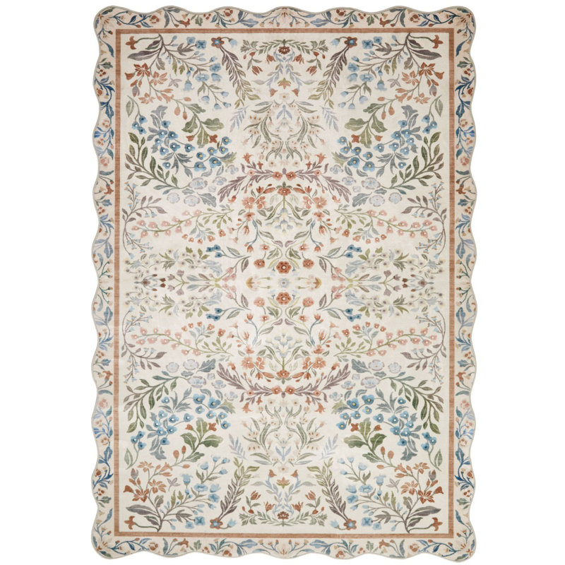 Cream Modern Soft Washable Rug, Stain Resistant Area Rug For Bedroom, & Dining Room, Rectangle 160 x 230 cm