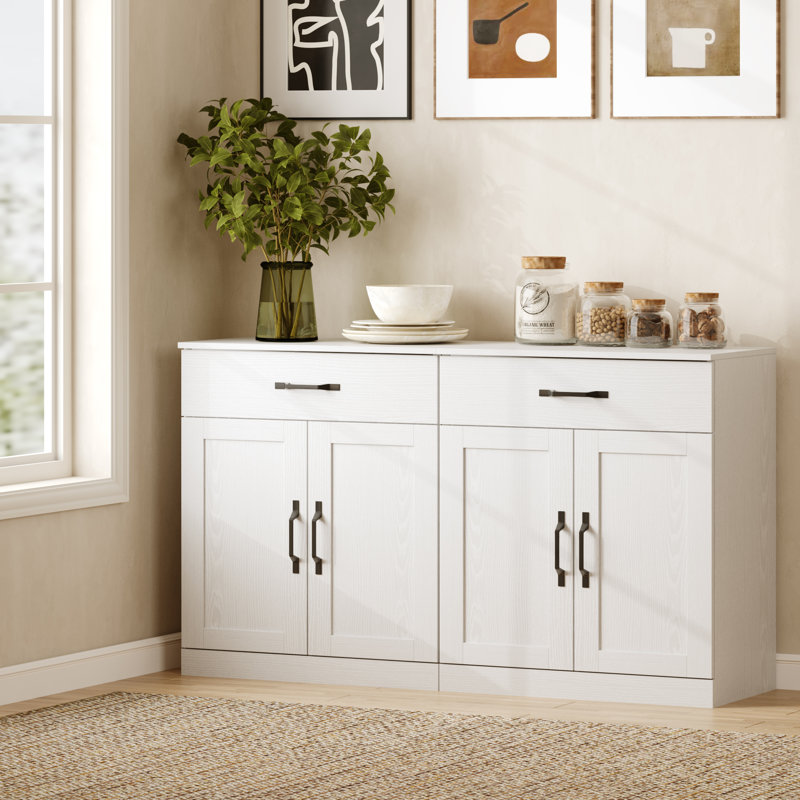 Reidy Wood Accent Cabinets With 1 Drawers & 2 Doors, White