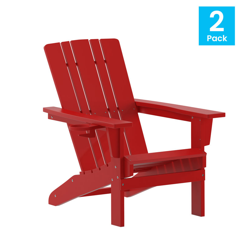 Collis Outdoor Adirondack Set, Red