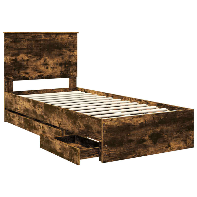 Bed Frame, Single (3'), Smoked Oak
