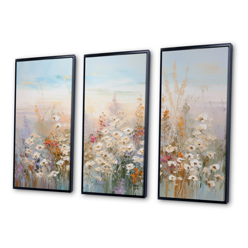 Fleurs saisonnières «Farmhouse Charm II» - ensemble de décorations murales, Cadre flottant noir, H 28 po x l 36 po x P 1 po