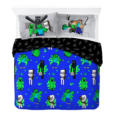 Green/Blue/Black 100% Cotton 144 TC Reversible 2 Piece Duvet Cover Set