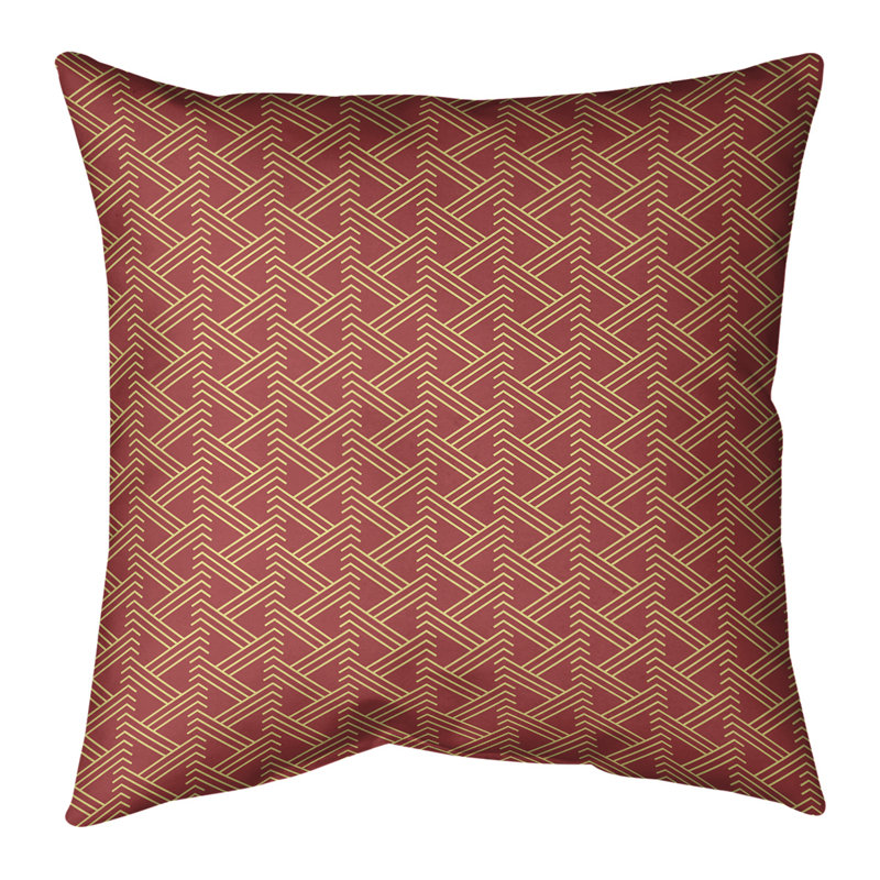 Housse Coussin décoratif motif Zig Zag, 16 po x 16 po, Complet rouge/jaune, Faux lin
