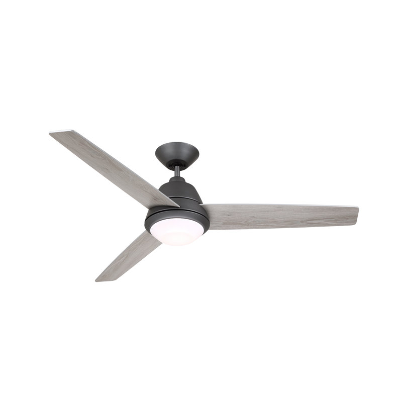Ventilateur de plafond standard à DEL à 3 pales de 52 po avec commande murale et ensemble d'éclairage inclus, Graphite