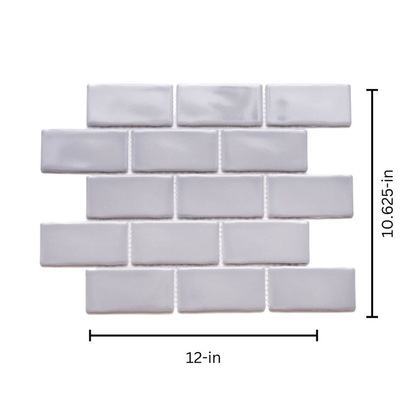 Metro Moon 14.13'' x 10.25'' Porcelain Mosaic Tile, Light Gray