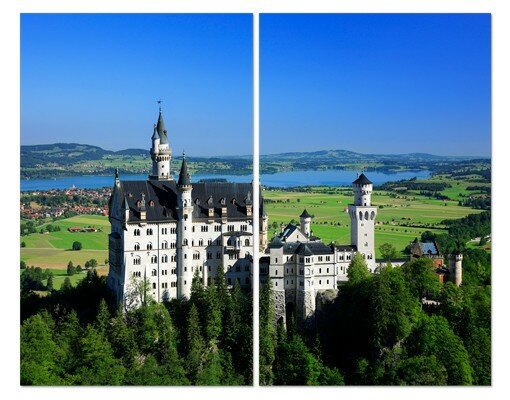 2-tlg. Leinwandbilder-Set Schloss Neuschwanstein