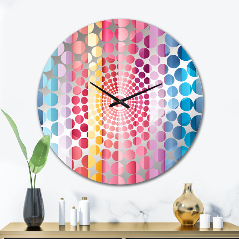 Rainbow Colors Candyland Stripes - Horloge murale rayée, Très grand