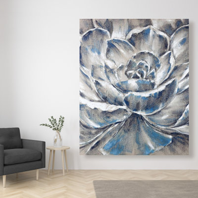 Fleur grise et bleue - Toile de bureau bleue pour la décoration intérieure