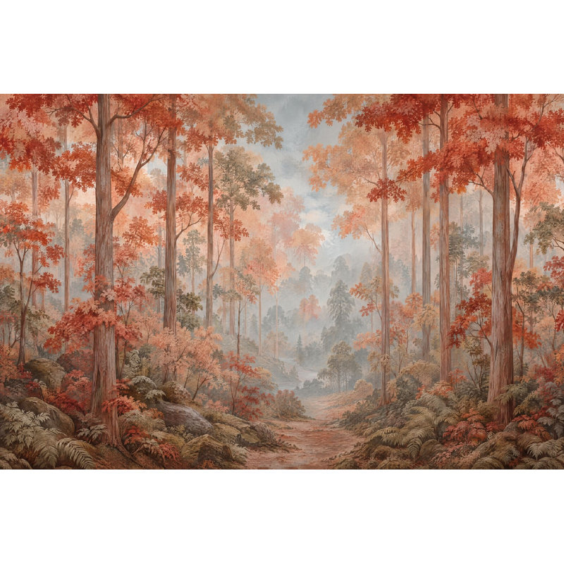 Papier peint paysage d'automne, 100 po x 96 po, Texturé non collé