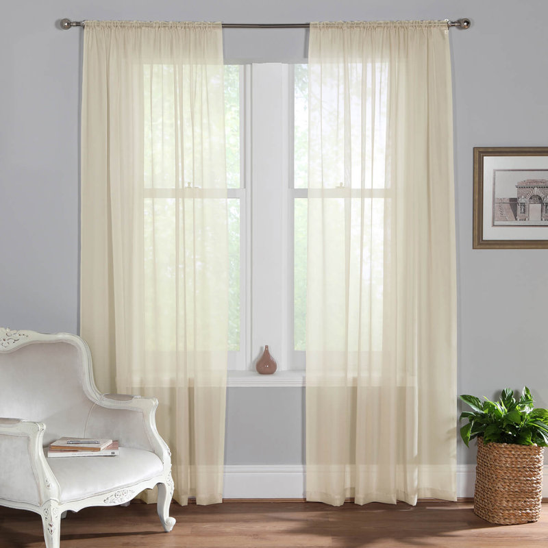 Alayjiah Sheer Slot Top Panel Pair, 149cm Width x 122cm Drop, Cream