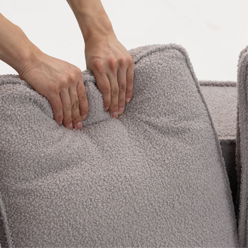 Canapé simple moderne en tissu Teddy, Gris
