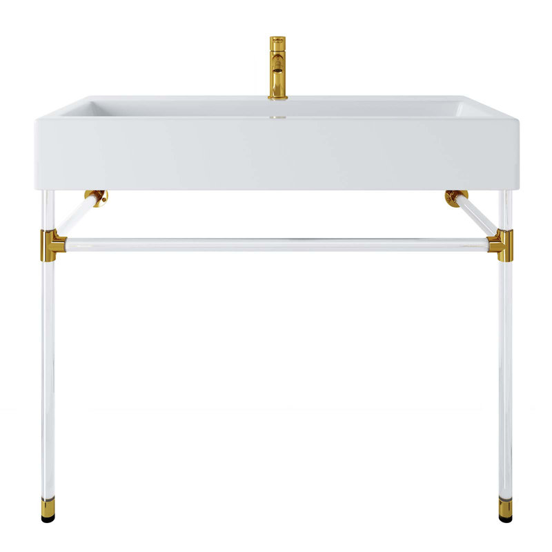 Modway Redeem Acrylic Wall-Mount Bathroom Vanity, Clear