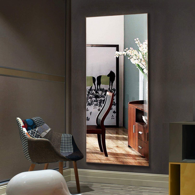 Miroir pleine grandeur en bois, Brun, H 65 po x l 24 po