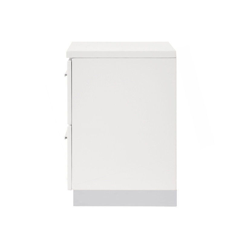 Table de chevet 2 tiroirs au fini blanc ultrabrillant