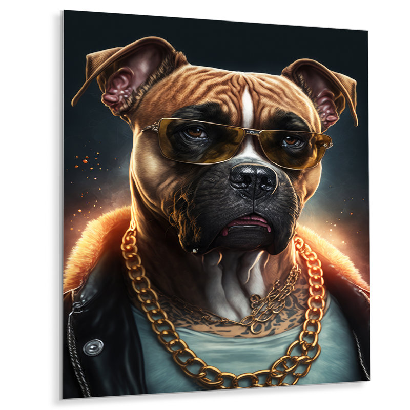 Décoration murale en métal Hatmane Boxer In NYC II - Animaux, H 40 po x l 30 po x P 1 po
