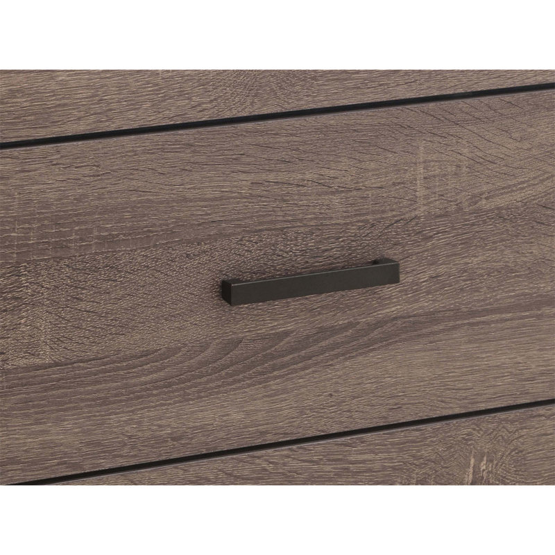 Commode rectangulaire à 4 tiroirs Geary Barrel avec rangement spacieux et finition chêne chaleureux, parfaite pour un décor rétro et moderne.