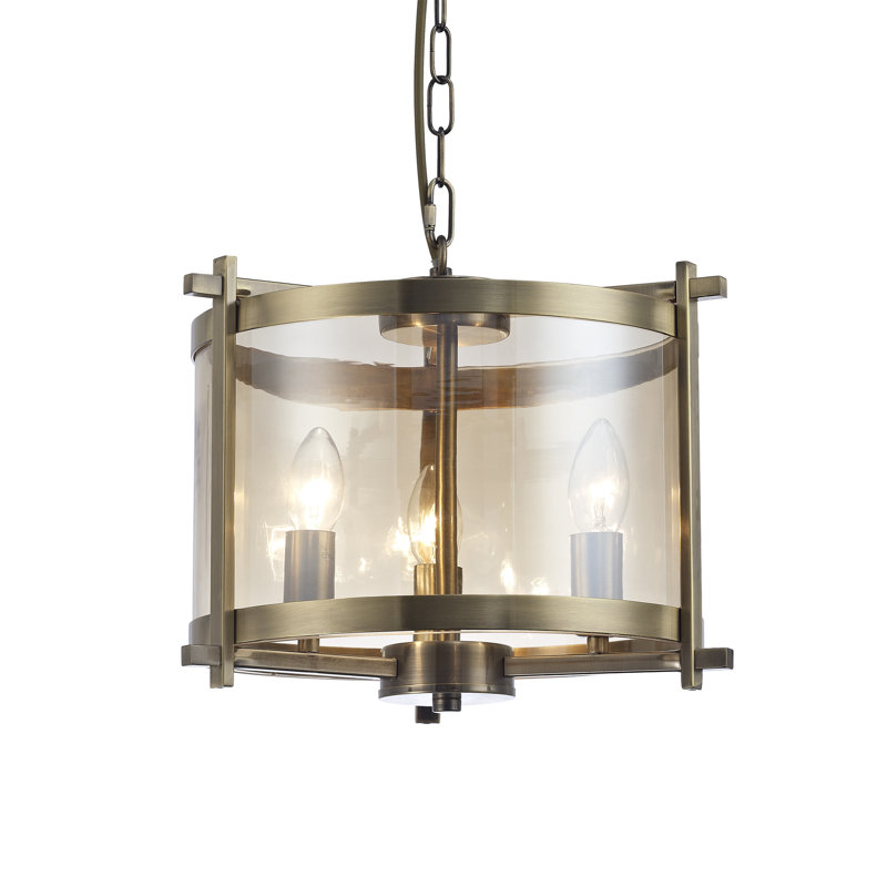 Bayer 3 - Light Lantern Pendant, Antique Brass/Amber