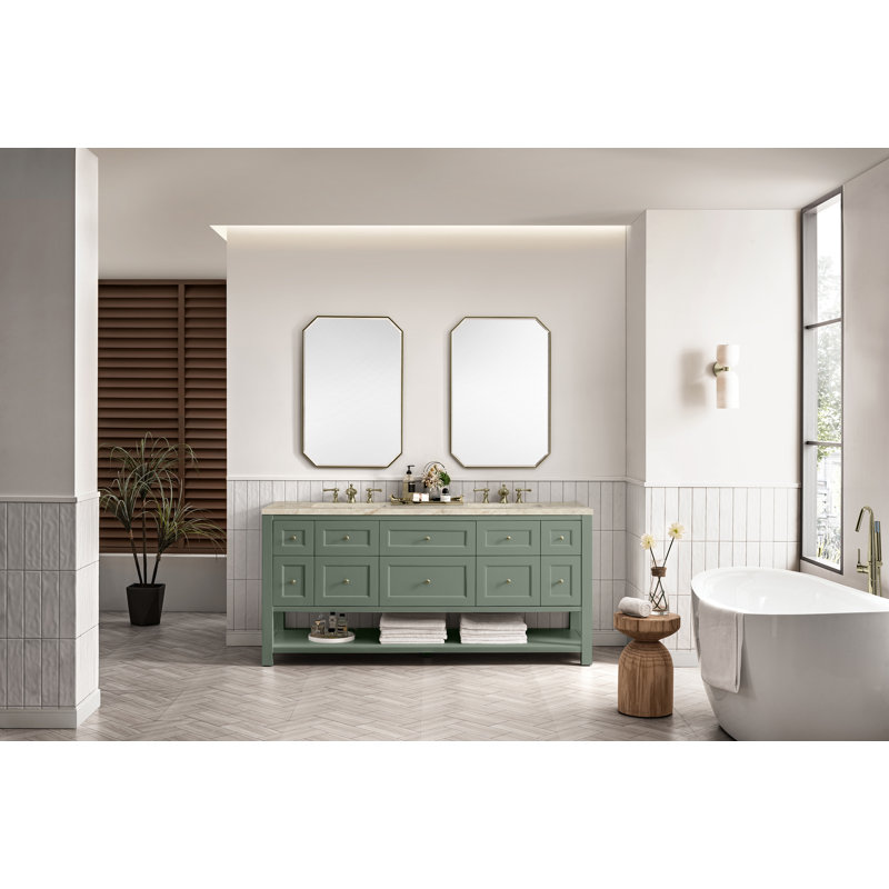 Breckenridge 72'' W Double Vanity, Smokey Celadon, 8" Widespread, Tajnar Eclos