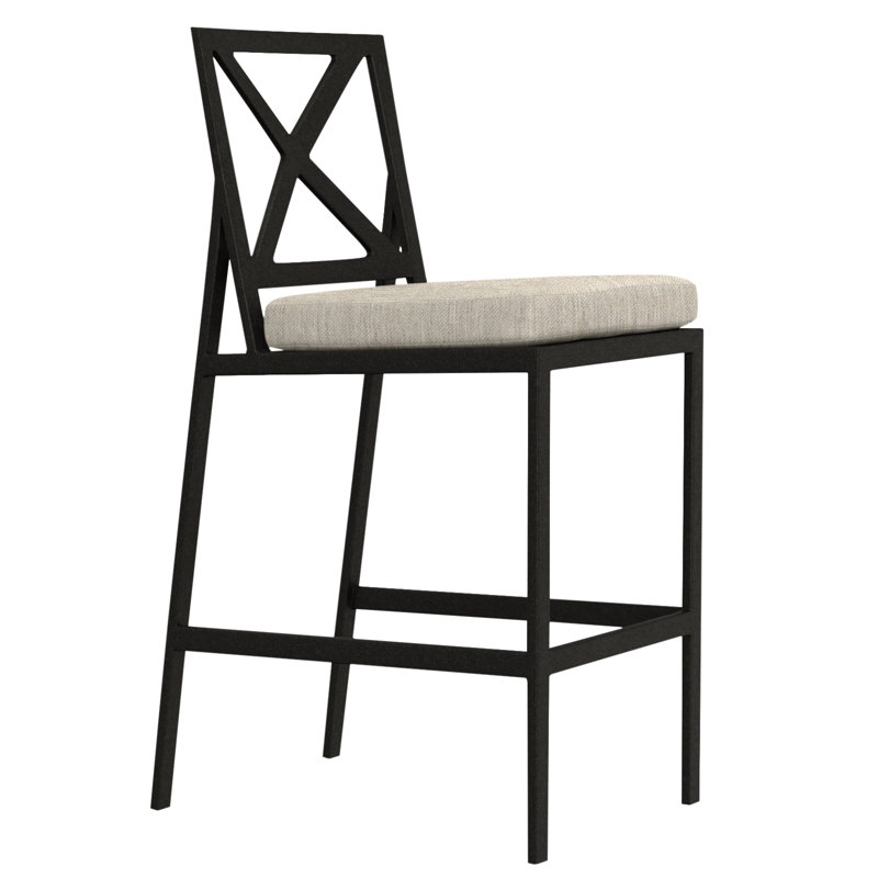 Marin Outdoor Bar Stool, Sahara Cafe, Carbon Black, 32"