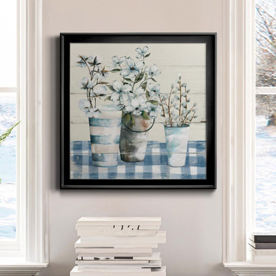 Gingham Blues - Peinture sur toile encadrée