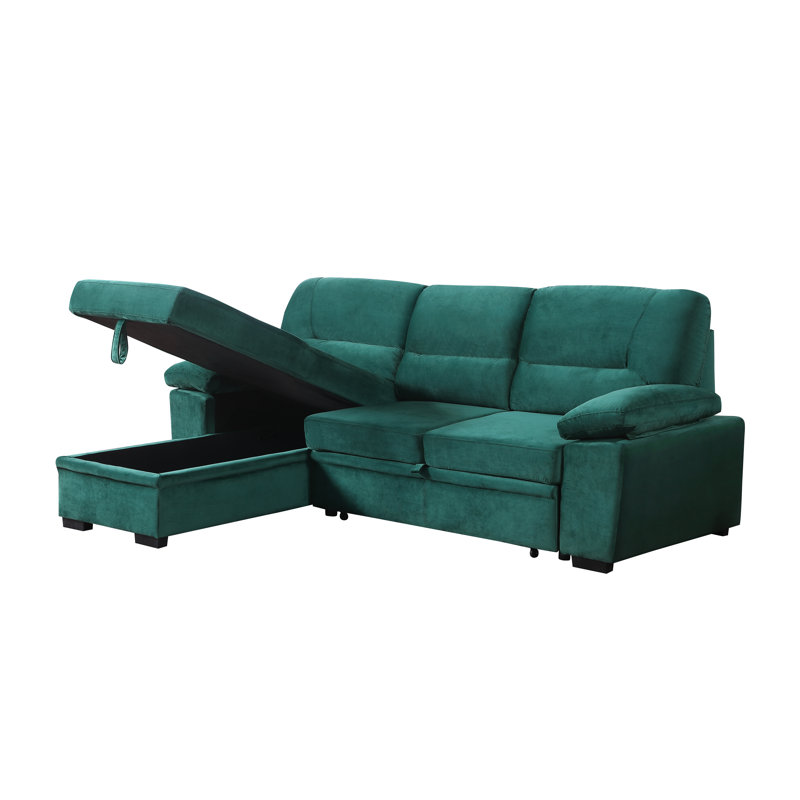 Velvet L-Shaped Sectional Reversible, Green