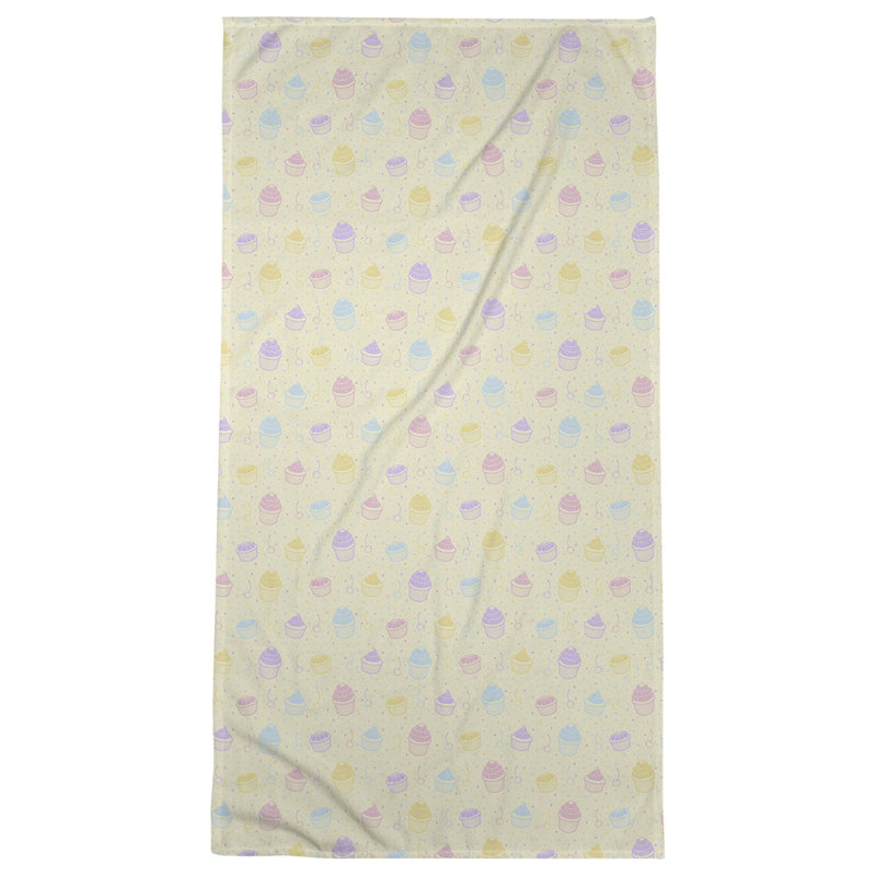 Serviette de bain classique cupcake, Jaune / noir