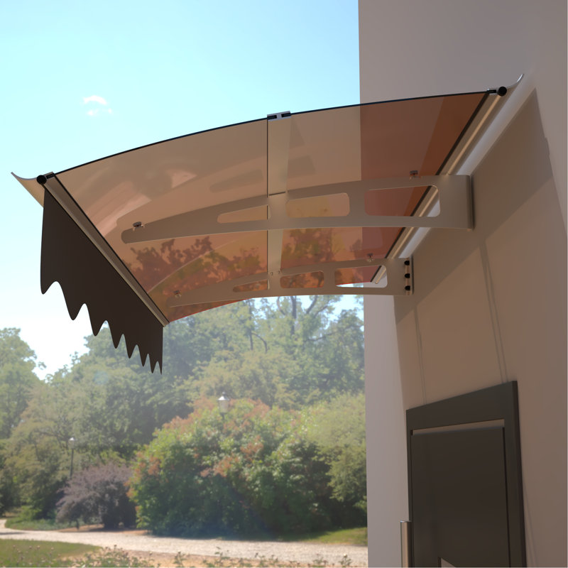 Auvent d'extérieur moderne - Fenêtre de porte en polycarbonate et aluminium de 59 po x 34 po résistante au vent et à la rouille - Support Uv50