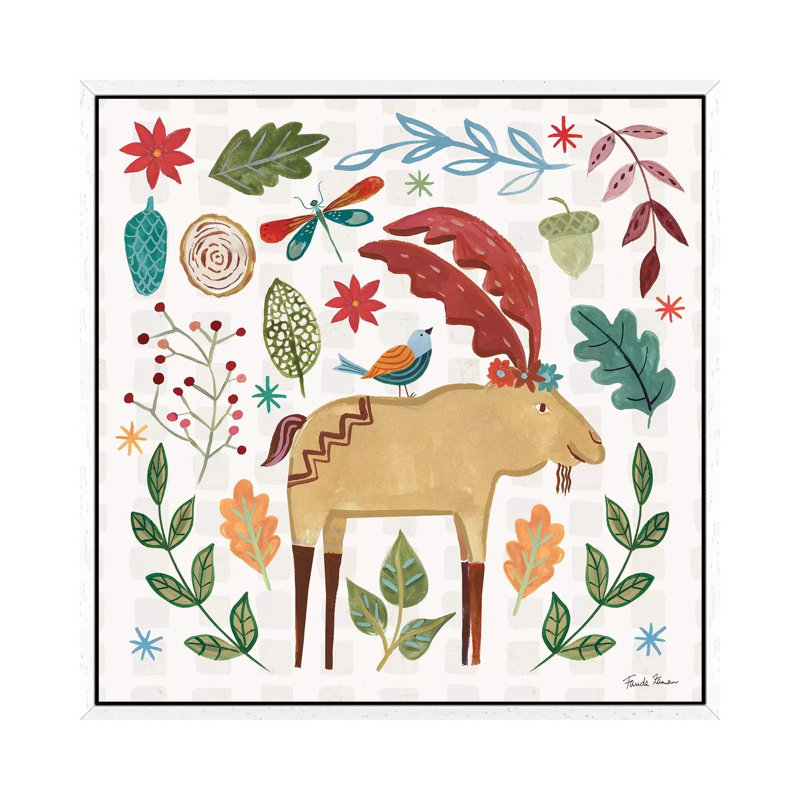 Whimsical Woodland IV by Farida Zaman - Painting on Canvas, 66.04cm H x 66.04cm W x 3.81cm D, White Framed