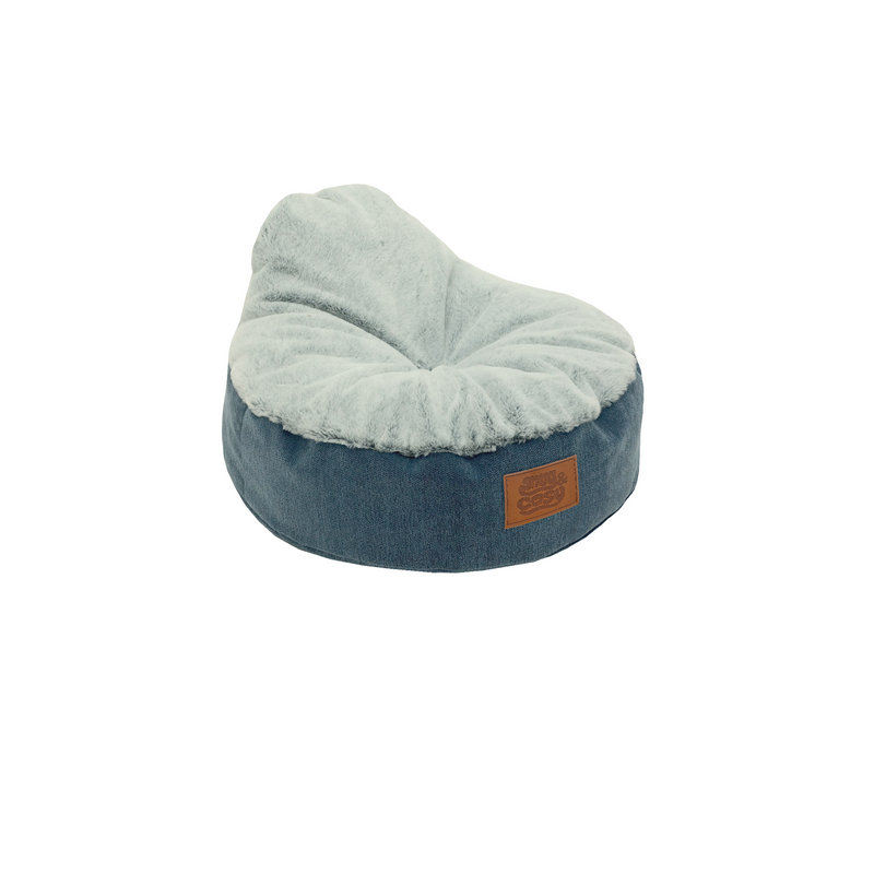 FAUX WOOL Pet Bed, 24cm H x 90cm W x 90cm D, Blue