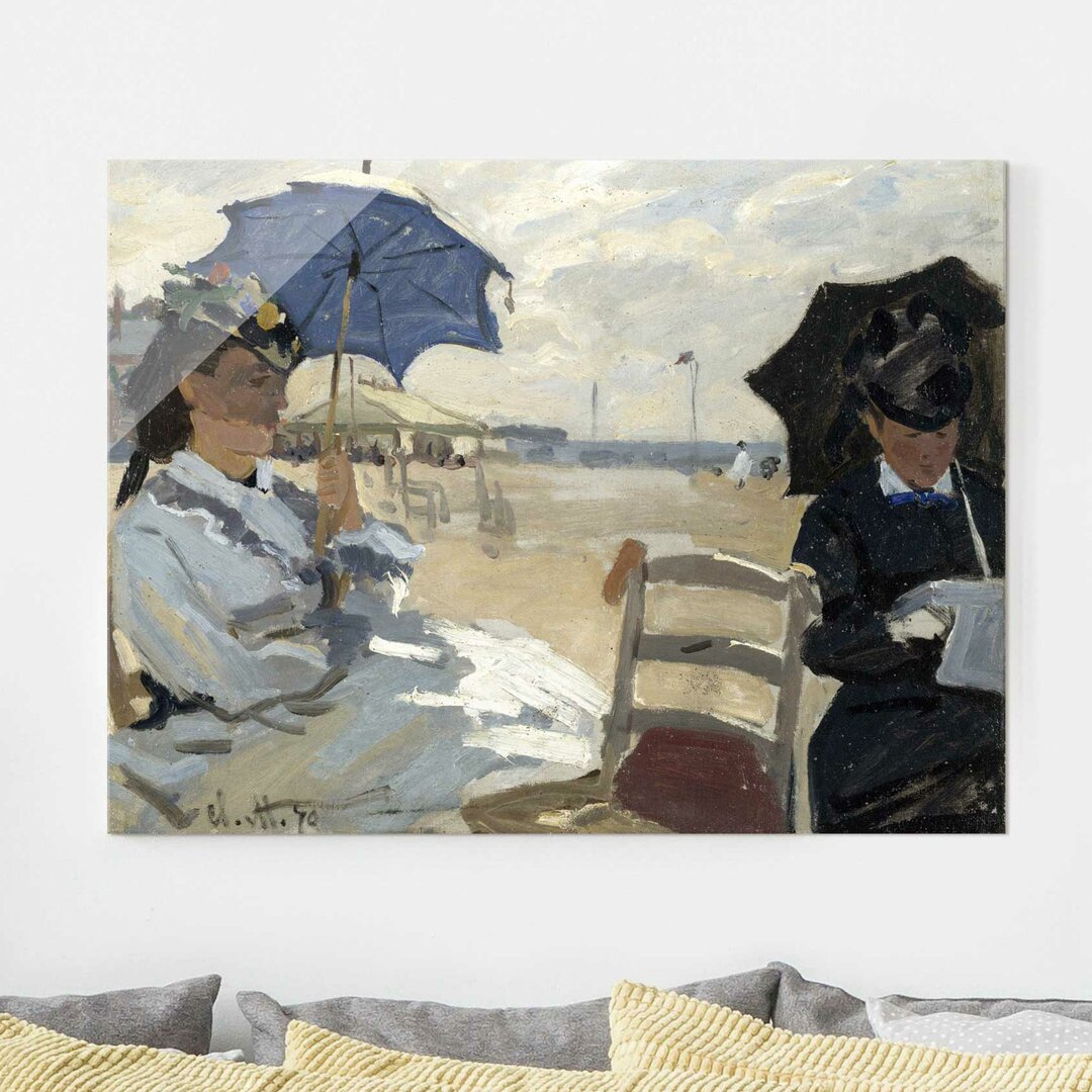 Glasbild Am Strand von Trouville von Claude Monet