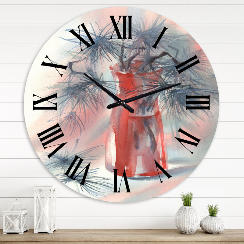 Vase en verre rouge Pine Tree Branches, Grand