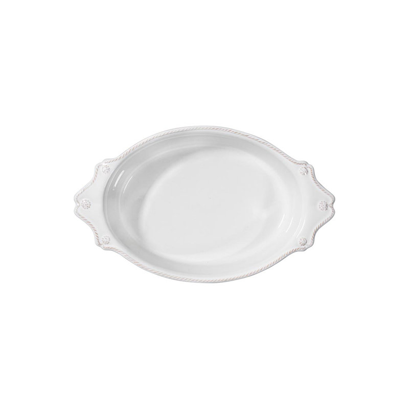 White Scalloped Ceramic 2-Piece Oval Casserole Dish Set