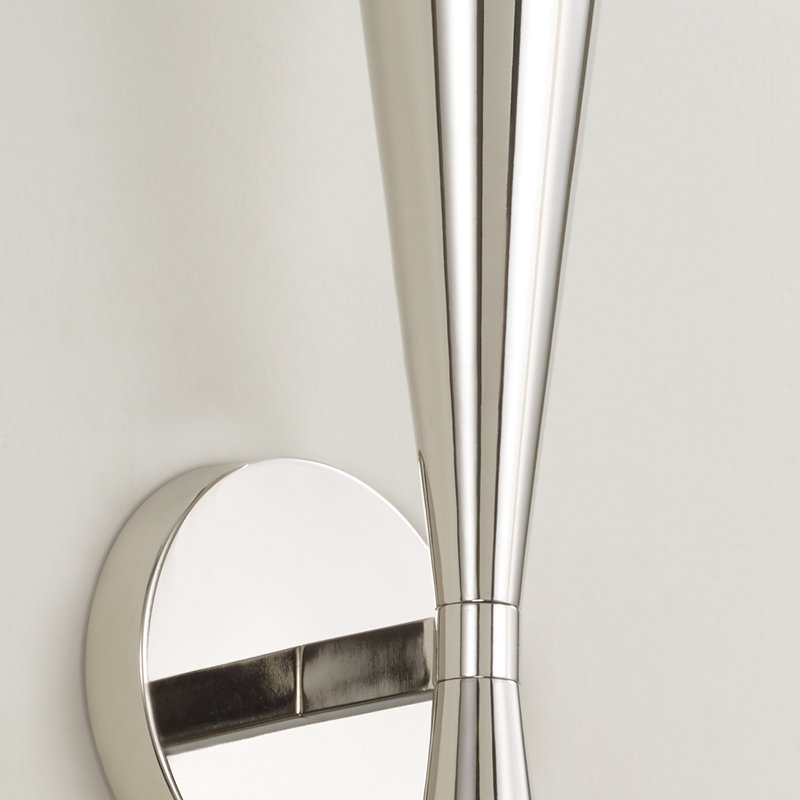5" W x 19.25" H 2-Light Modern Tapered Dual Sconce in Polished Nickel, Polished Nickel, 5"W x 19.25"H x 4.75"E