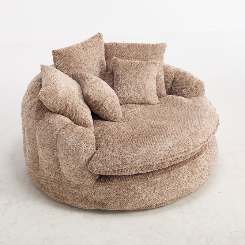 Fauteuil méridienne large avec coussins, Café