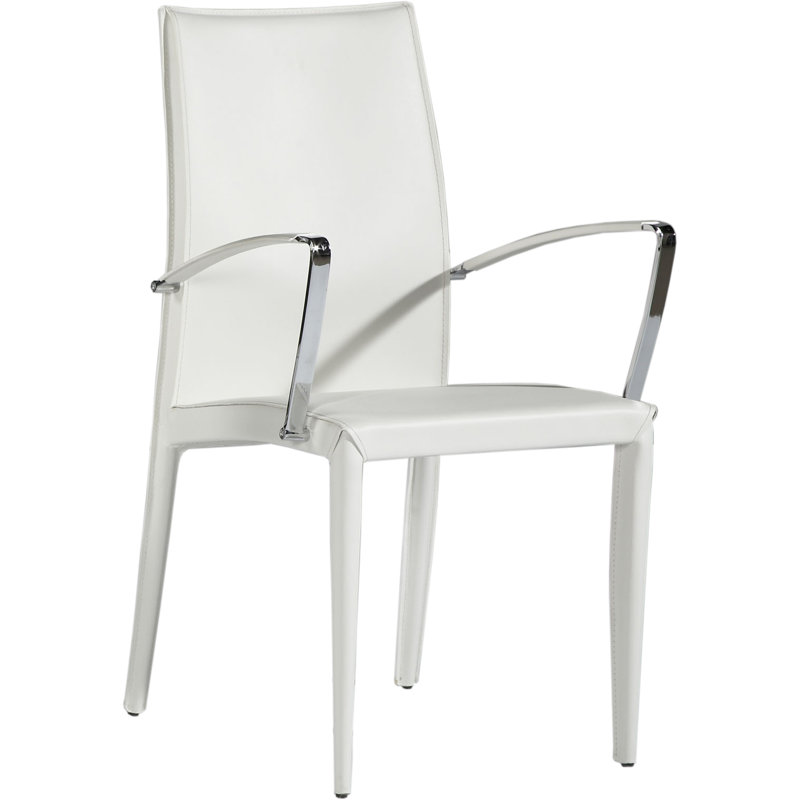 Chaise avec accoudoirs en cuir Bedford, Blanc