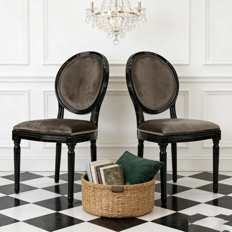 Ensemble de chaises de salle à manger, Gris, Blanc