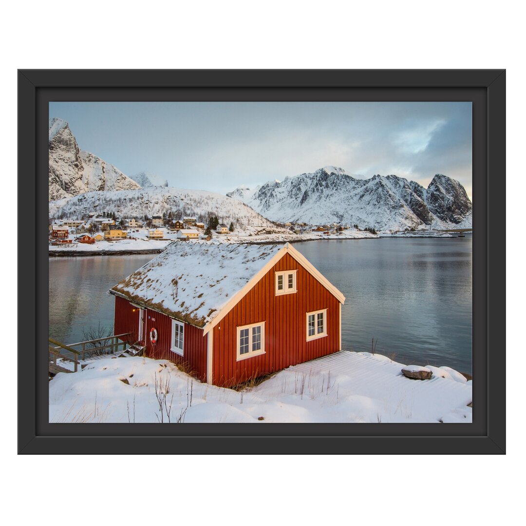 Gerahmtes Papierbild - Grafikdruck Fisherman's House in Lofoten