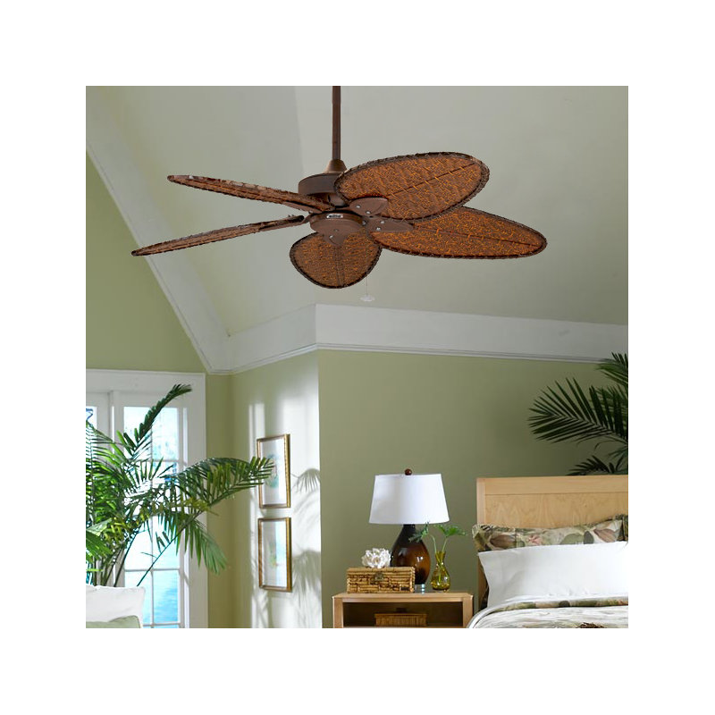 Windpointe 52 inch Indoor/Outdoor Ceiling Fan - Rust with Antique Narrow Oval blades, Rust with Bamboo Blades