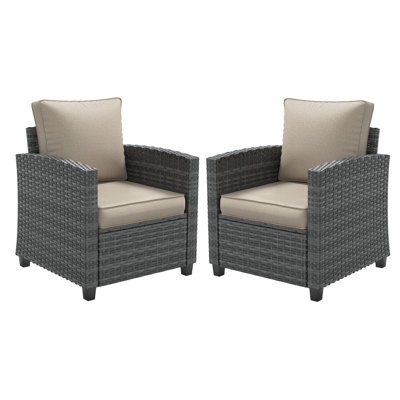 Patio Single Chair With Cushion(Set Of 2)