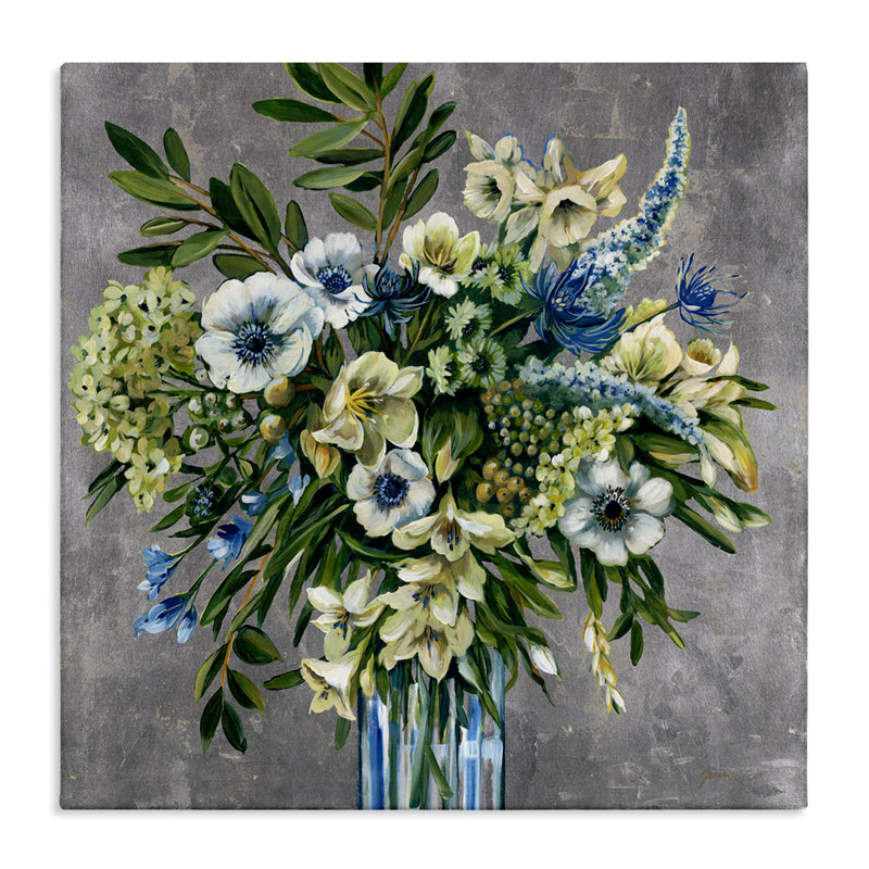 Art traditionnel sur toile, "Bouquet traditionnel de fleurs" par Liz Jardine, H 36 po x l 36 po