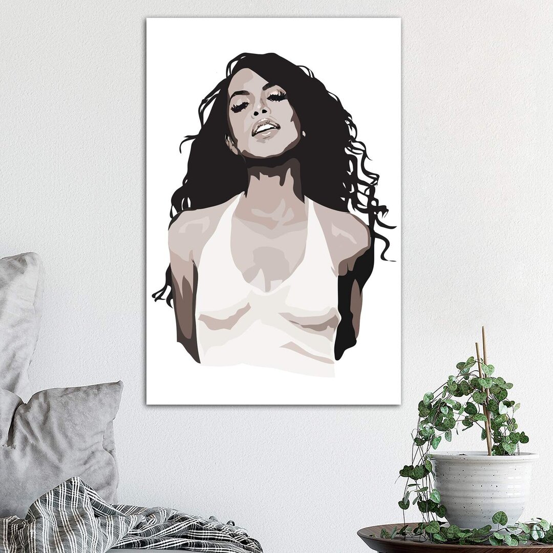 Leinwandbild - Grafikdruck „Aaliyah Black and White” von Anna Mckay