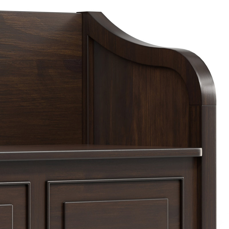 Chestnut Brown Solid Wood Entryway Storage Bench with Flip Lid