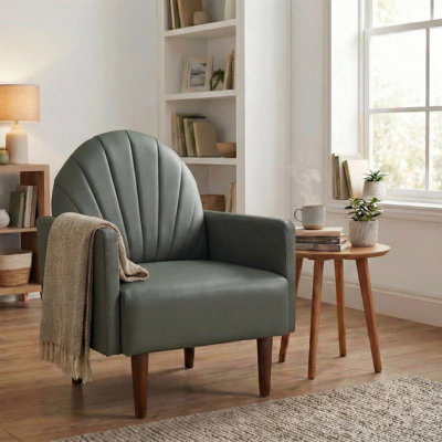 Fauteuil rembourré 1pc avec pieds en bois pour une utilisation quotidienne confortable