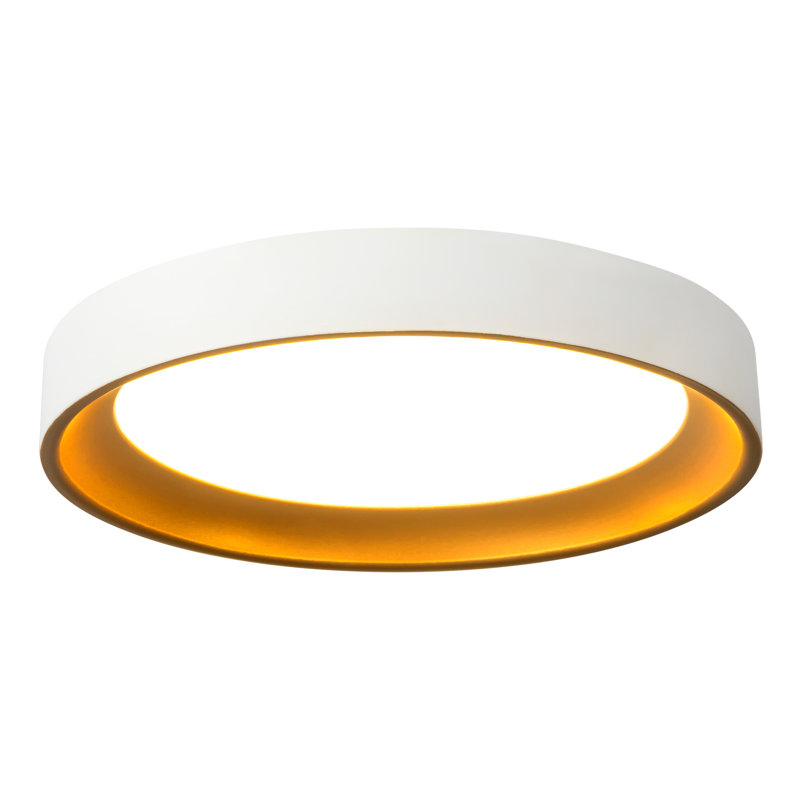 Plafonnier encastré à DEL blanc à intensité variable 9 po avec accents dorés Chrysander, Blanc / Doré