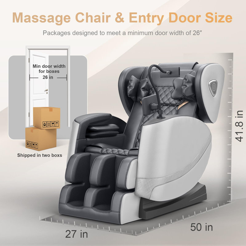 27'' Full Body Faux Leather Heated Massage Chair,10  Fix Rollers Zero Gravity Massage Chair for Home Relaxation