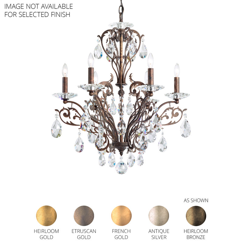Filigrae 6 Light 22.5in x 26in Chandelier in Heirloom Gold with Clear Heritage Handcut Crystals, French Gold