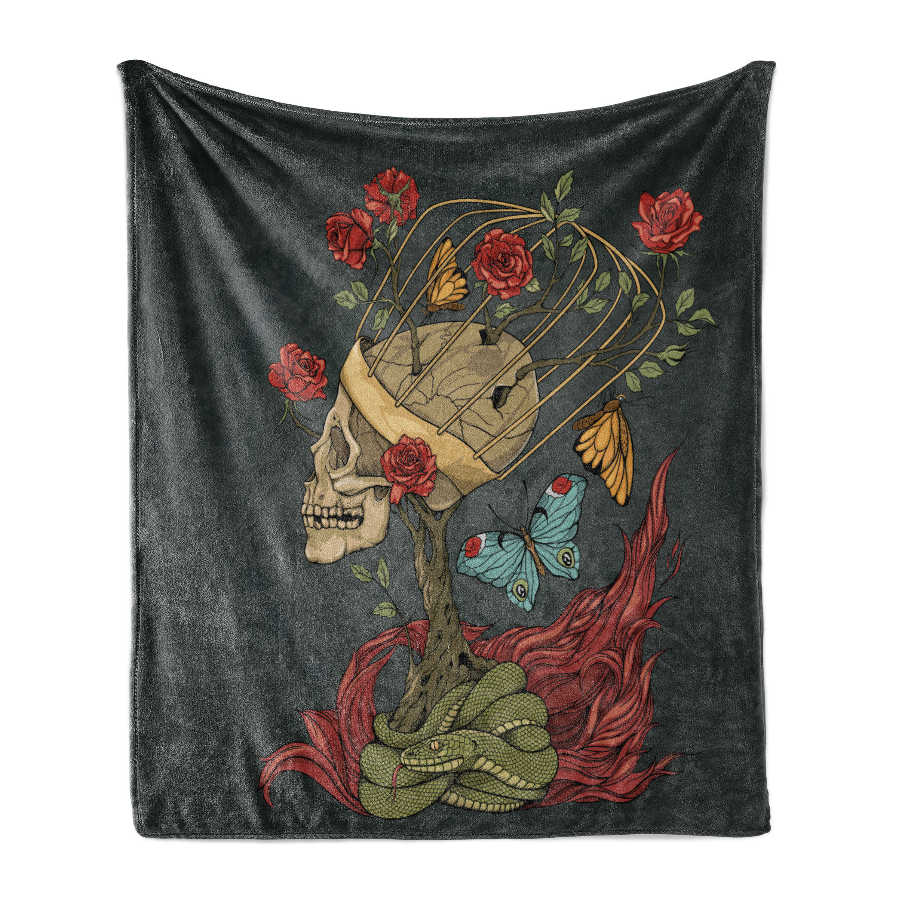 Ambesonne Skull Fleece Throw Blanket Evil Mexican Sugar Ruby Dark Grey |  Wayfair, image size:3000x3000